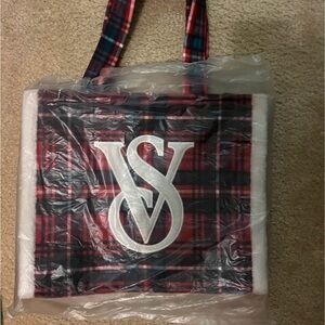 Victoria's Secret Tartan Tote - Red, Black, and White